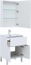 Aquanet Мебель для ванной Алвита New 60 1 ящик 2 дверцы белая матовая – фотография-6